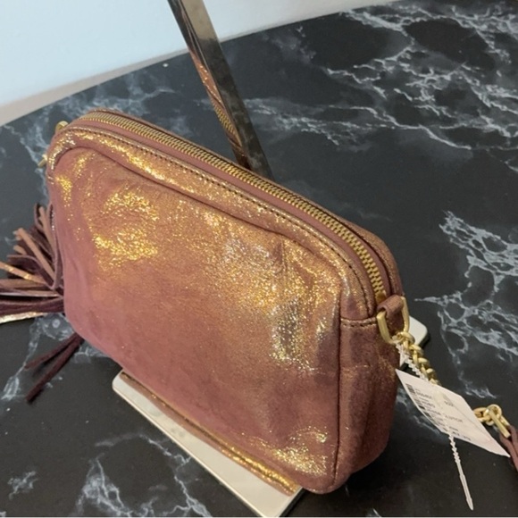 HOBO Handbag Renny Leather Small Metallic Crossbody Camera Bag AUTHENTIC NWT - Picture 2 of 12
